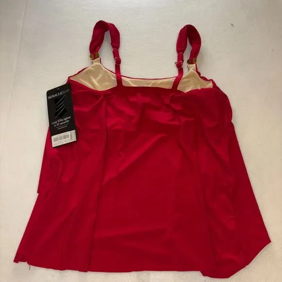 Miraclesuit Grenadine Red Razzle Dazzle Underwire Tankini Swim Top Size 12 New - Picture 5 of 5